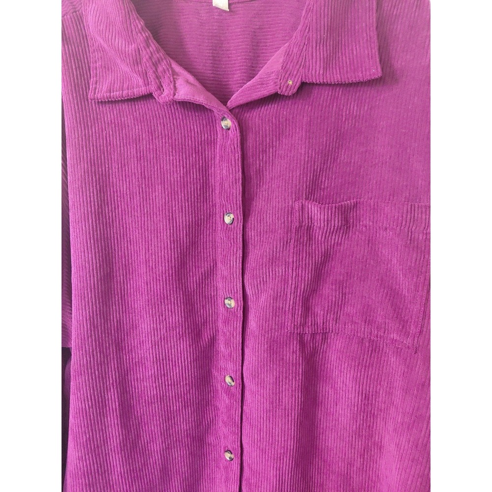 Woman Within Womens 3X 30/32 Button Up Burgundy Red Corduroy Shirt Jacket - Picture 2 of 7